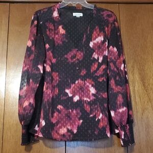 Calvin Klein Women's Floral Blouse - Black and Pink